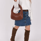 Bottega Veneta Cervo Braided Chocolate Soft Pebbled Mini Hobo - FashioNica