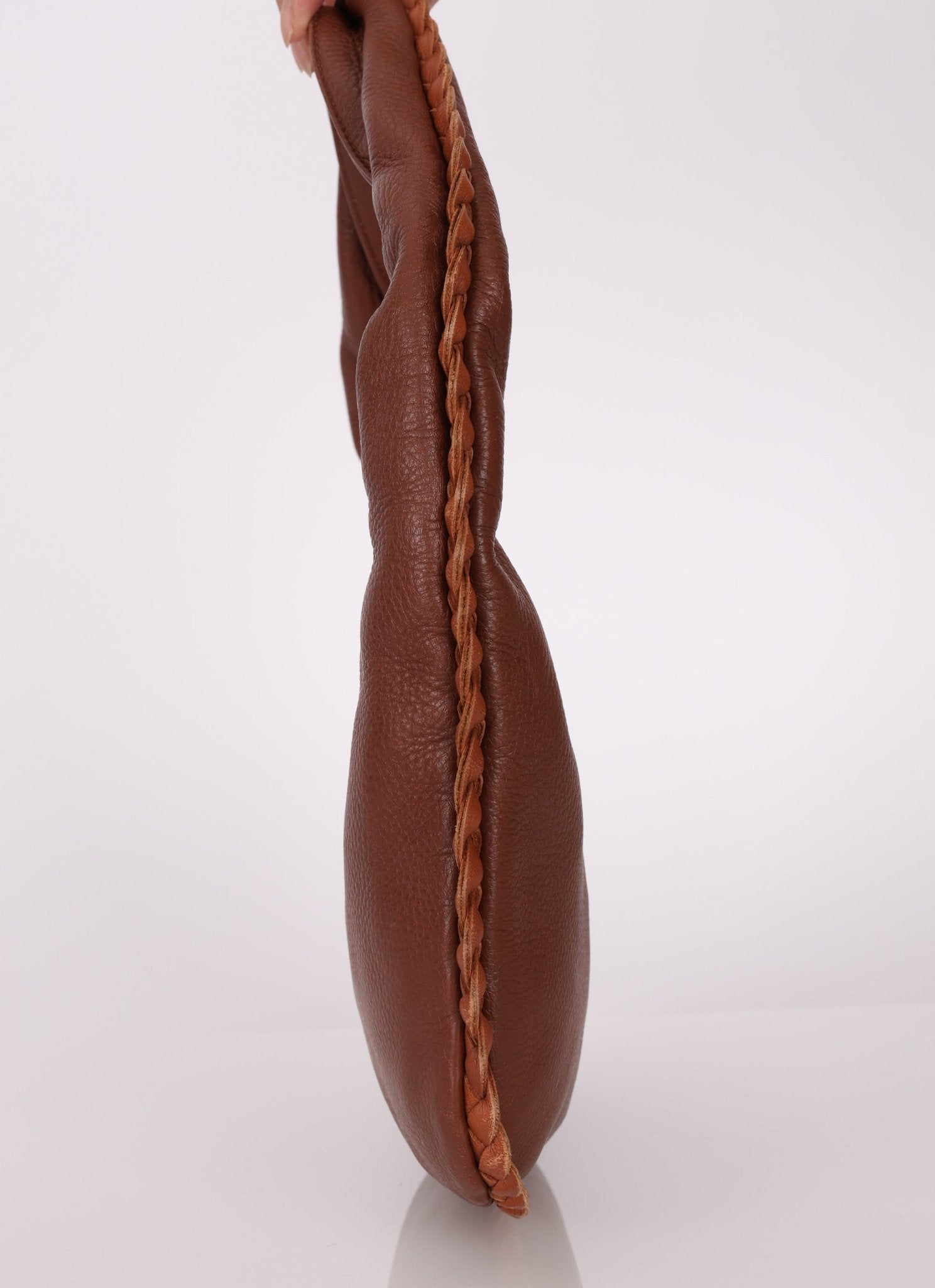 Bottega Veneta Cervo Braided Chocolate Soft Pebbled Mini Hobo - FashioNica