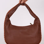 Bottega Veneta Cervo Braided Chocolate Soft Pebbled Mini Hobo - FashioNica