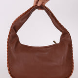 Bottega Veneta Cervo Braided Chocolate Soft Pebbled Mini Hobo - FashioNica