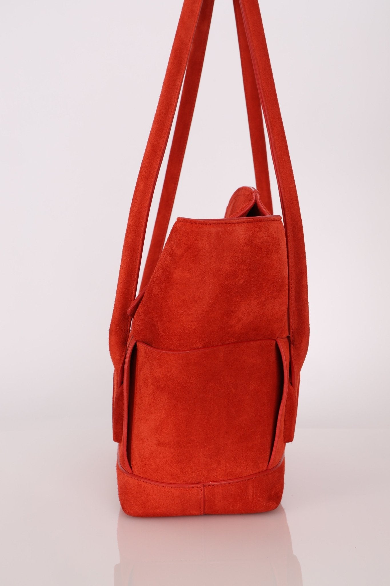 Bottega Veneta Chili Red Suede Arco 33 Tote - FashioNica