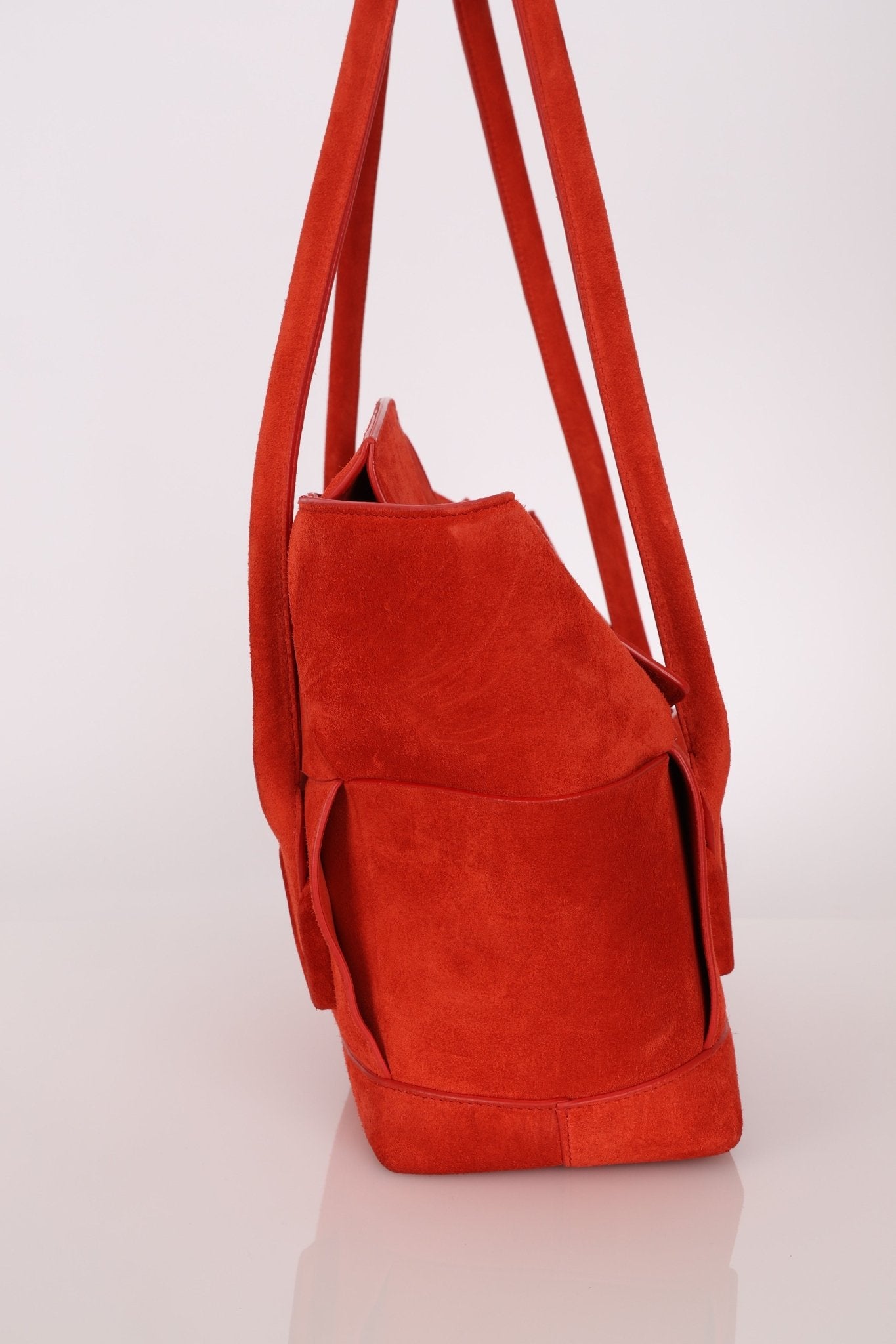 Bottega Veneta Chili Red Suede Arco 33 Tote - FashioNica