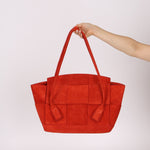 Bottega Veneta Chili Red Suede Arco 33 Tote - FashioNica