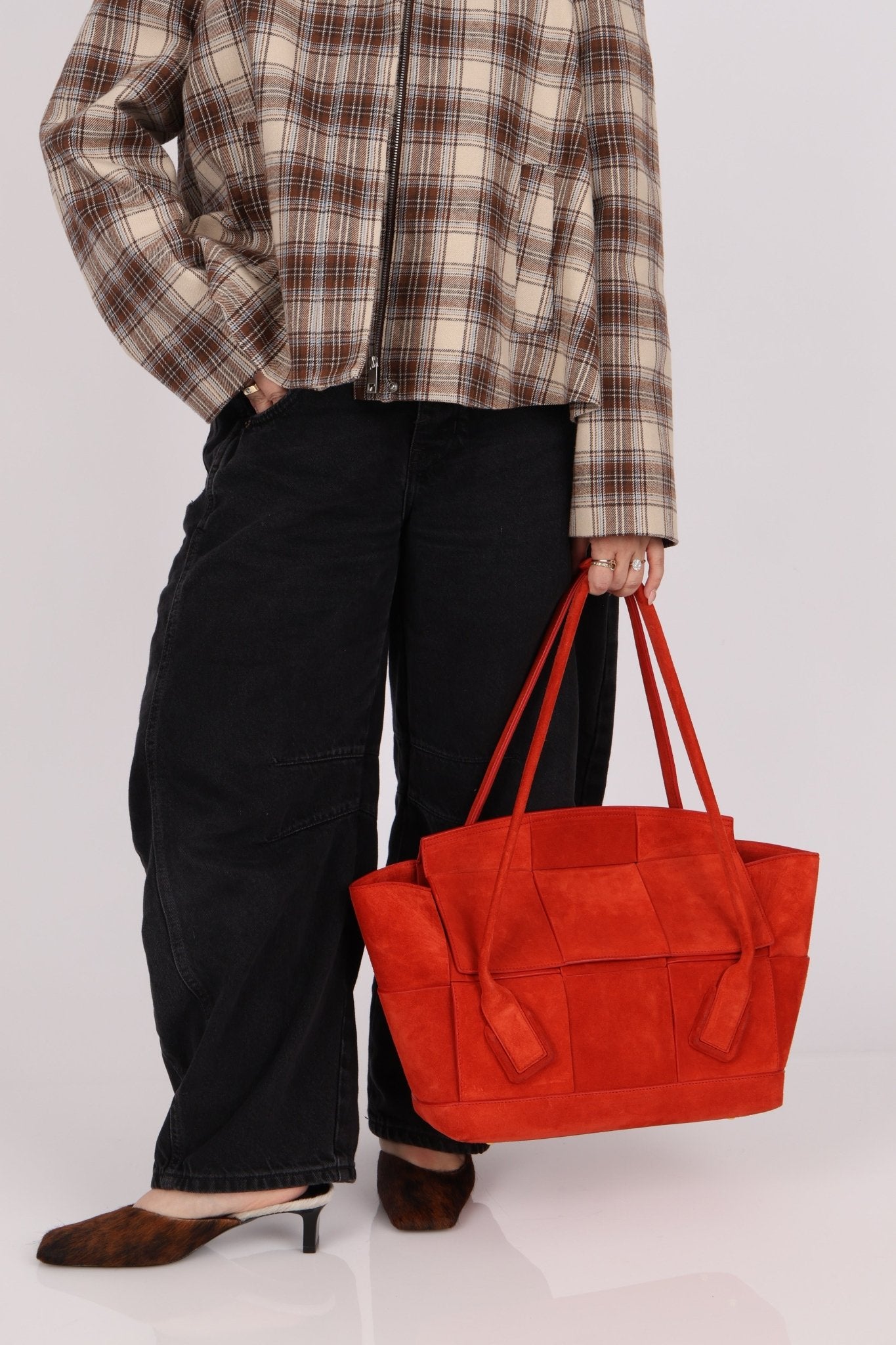 Bottega Veneta Chili Red Suede Arco 33 Tote - FashioNica