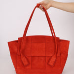 Bottega Veneta Chili Red Suede Arco 33 Tote - FashioNica