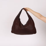 Bottega Veneta Chocolate Embossed Intrecciato Hobo - FashioNica