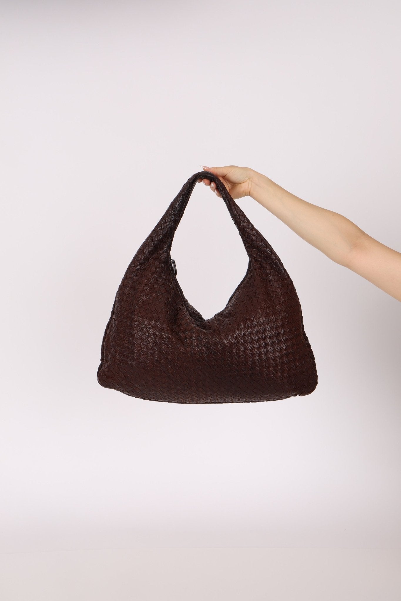 Bottega Veneta Chocolate Embossed Intrecciato Hobo - FashioNica