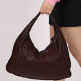 Bottega Veneta Chocolate Embossed Intrecciato Hobo - FashioNica