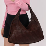 Bottega Veneta Chocolate Embossed Intrecciato Hobo - FashioNica