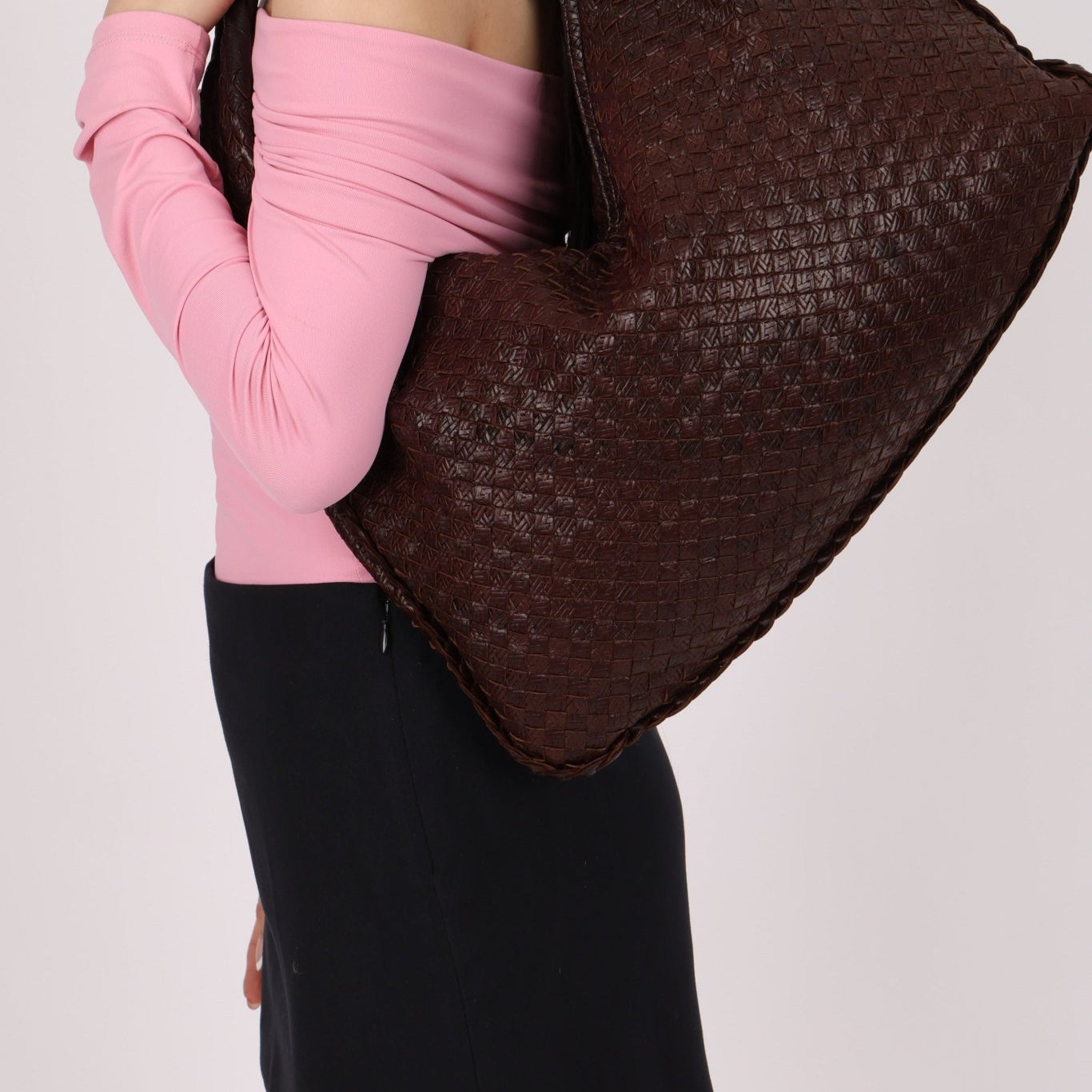 Bottega Veneta Chocolate Embossed Intrecciato Hobo - FashioNica