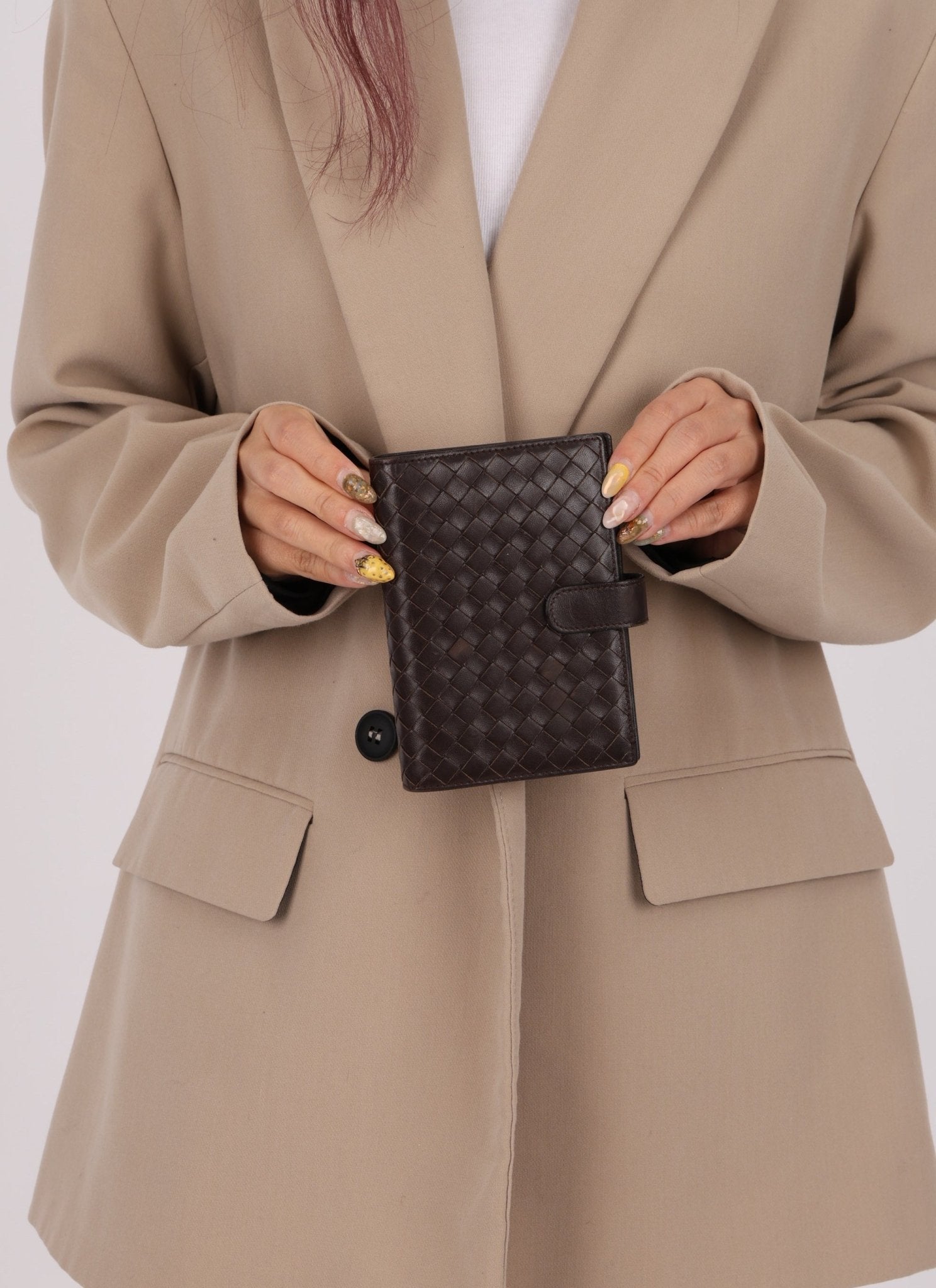 Bottega Veneta Chocolate Intrecciato PM Notebook Cover - FashioNica