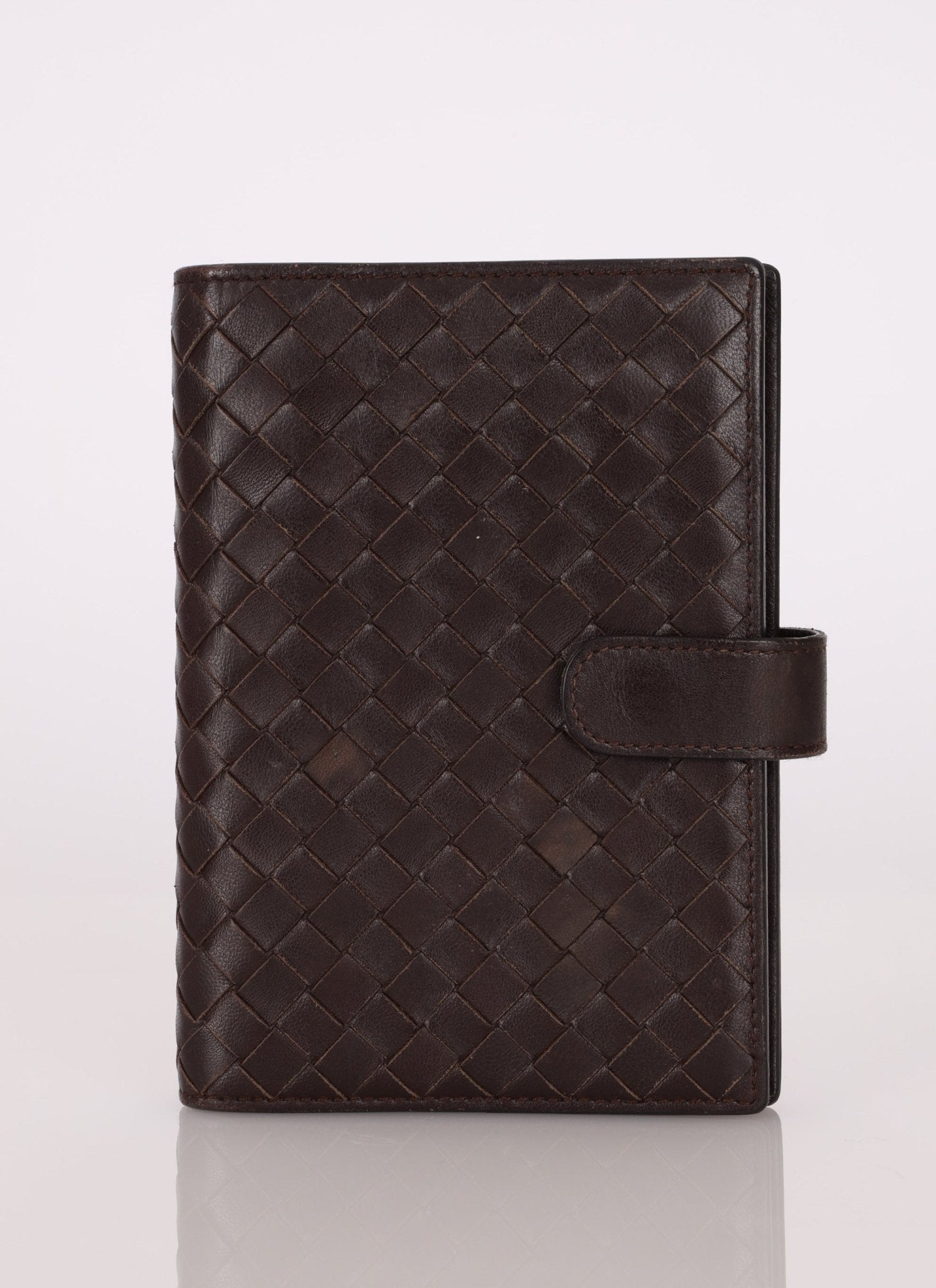 Bottega Veneta Chocolate Intrecciato PM Notebook Cover - FashioNica