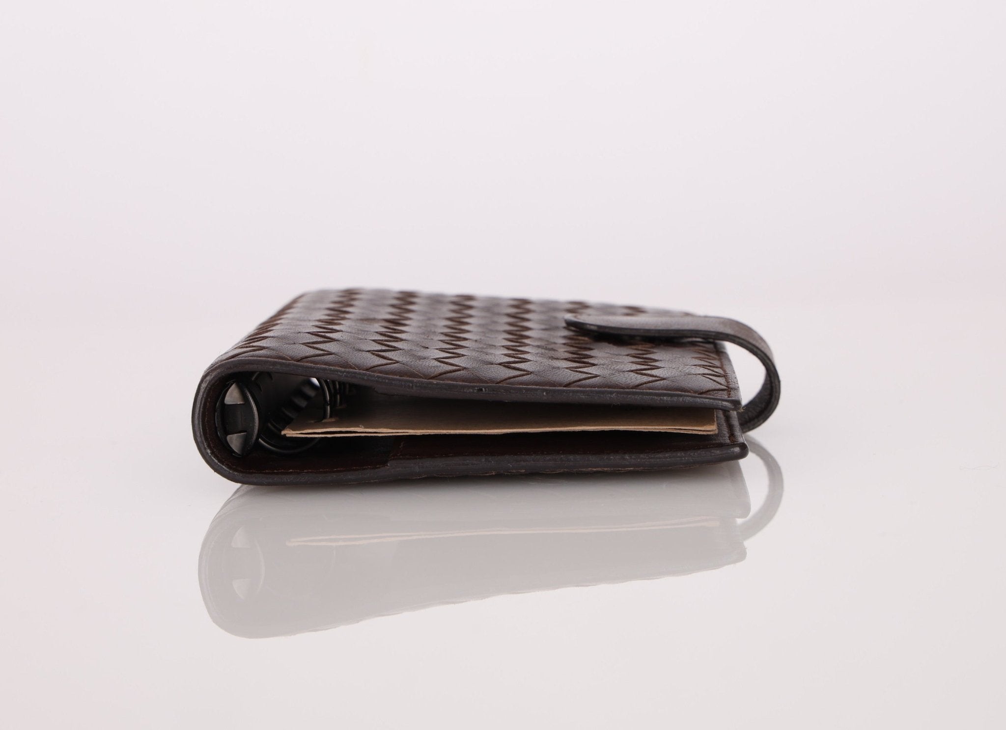 Bottega Veneta Chocolate Intrecciato PM Notebook Cover - FashioNica
