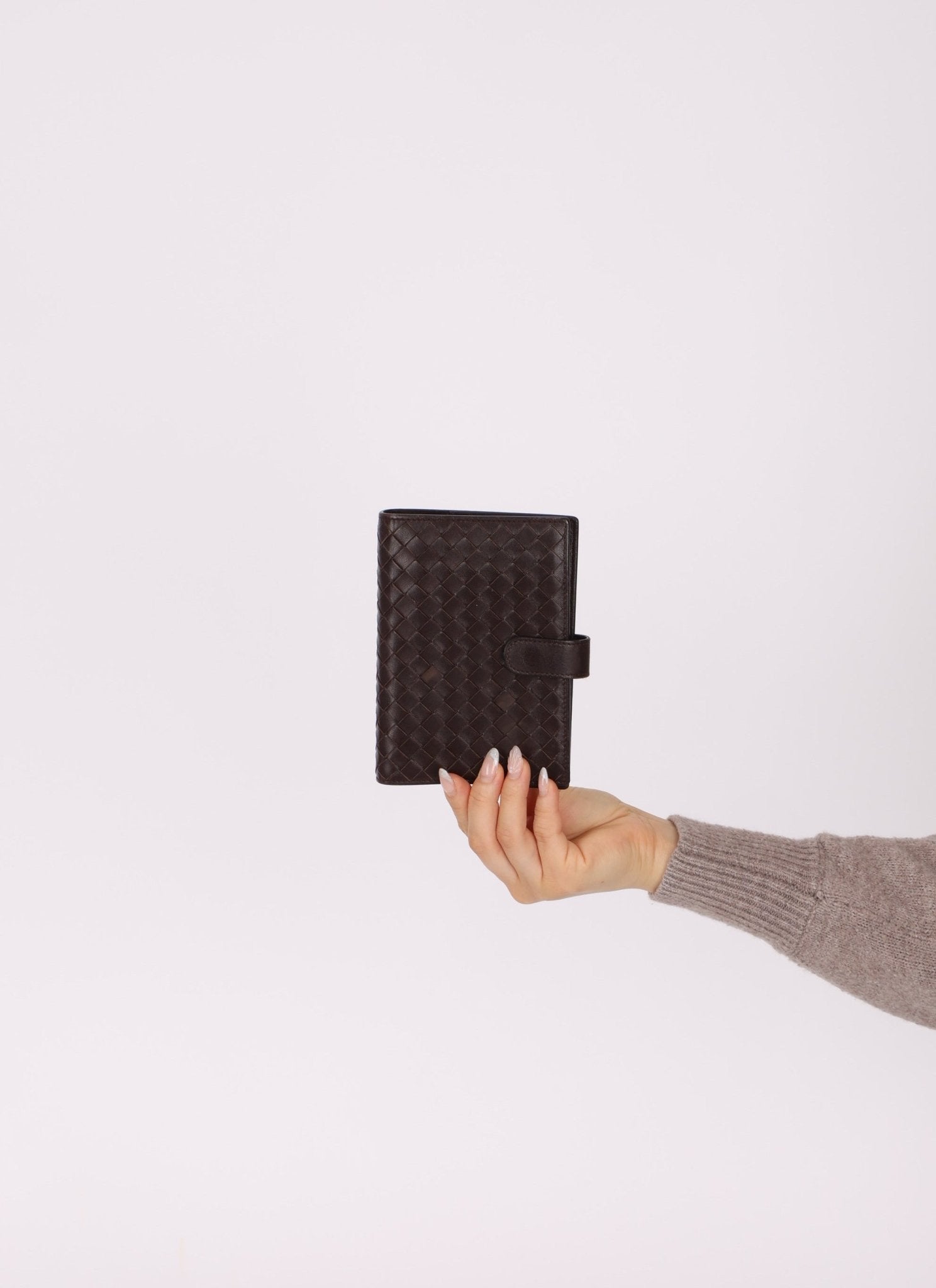 Bottega Veneta Chocolate Intrecciato PM Notebook Cover - FashioNica