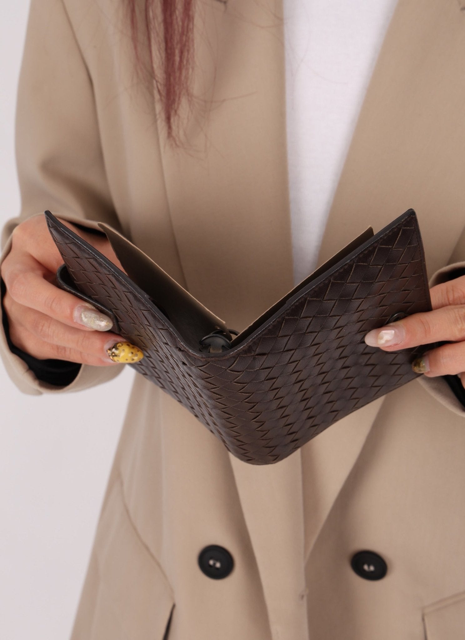 Bottega Veneta Chocolate Intrecciato PM Notebook Cover - FashioNica