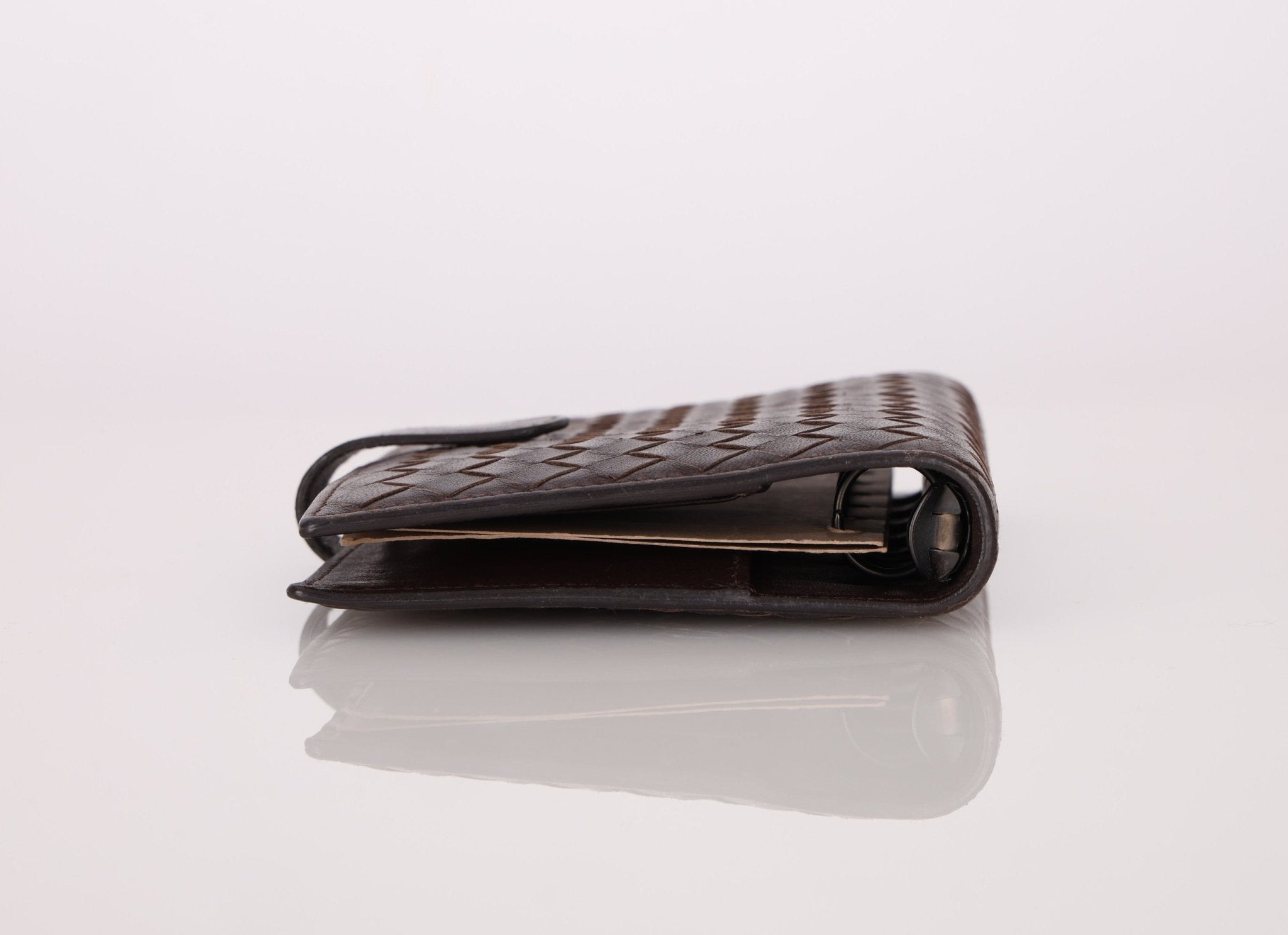 Bottega Veneta Chocolate Intrecciato PM Notebook Cover - FashioNica