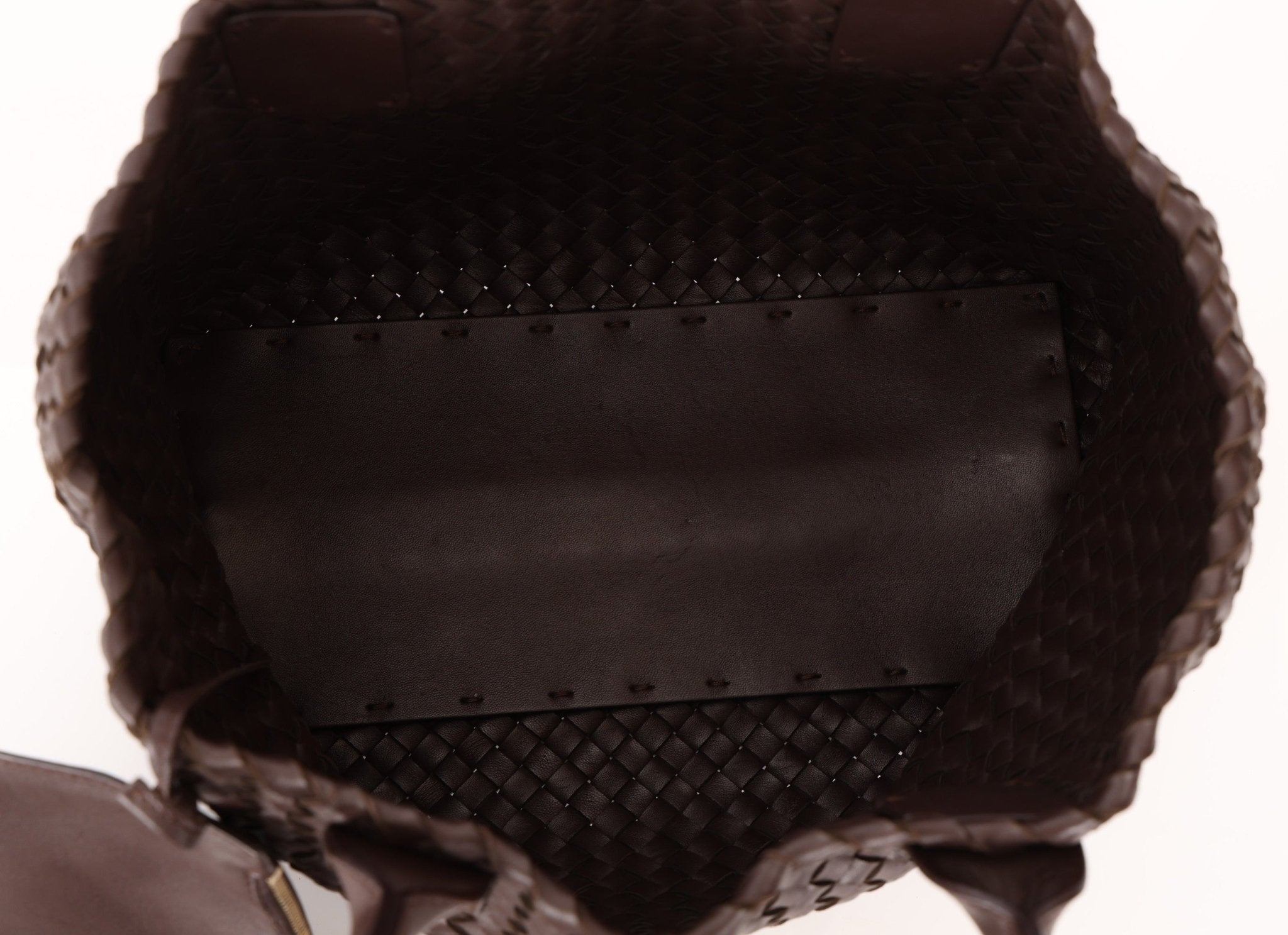 Bottega Veneta Chocolate Intrecciato Small Cabat w/ Pouch - FashioNica