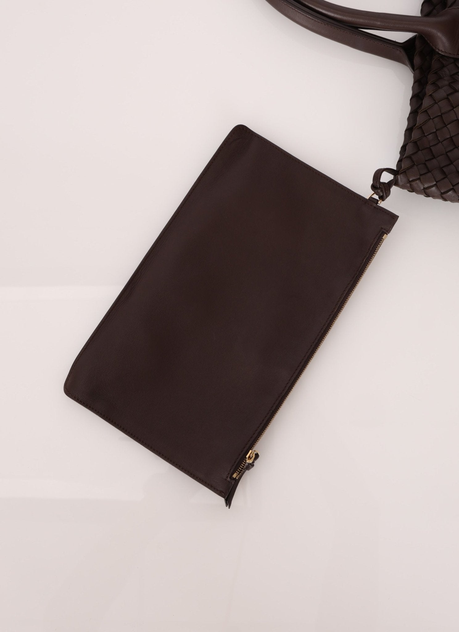 Bottega Veneta Chocolate Intrecciato Small Cabat w/ Pouch - FashioNica