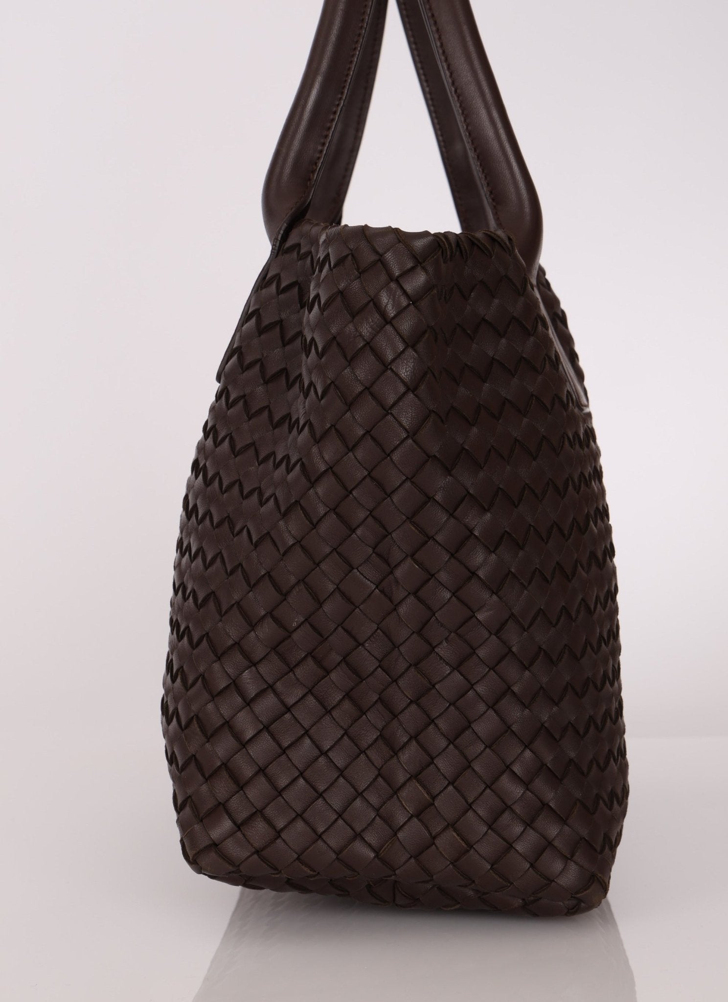 Bottega Veneta Chocolate Intrecciato Small Cabat w/ Pouch - FashioNica