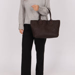 Bottega Veneta Chocolate Intrecciato Small Cabat w/ Pouch - FashioNica