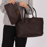Bottega Veneta Chocolate Intrecciato Small Cabat w/ Pouch - FashioNica