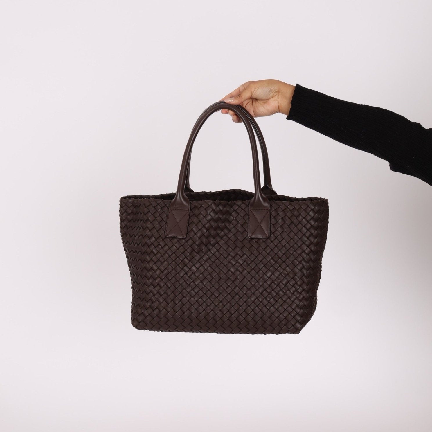 Bottega Veneta Chocolate Intrecciato Small Cabat w/ Pouch - FashioNica