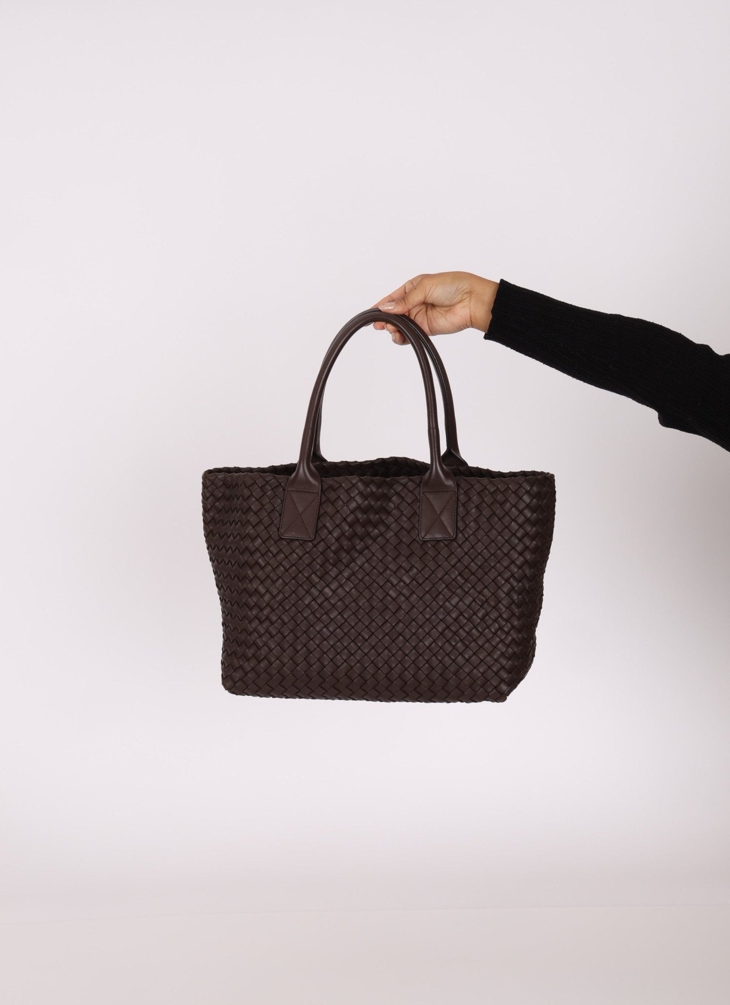Bottega Veneta Chocolate Intrecciato Small Cabat w/ Pouch - FashioNica