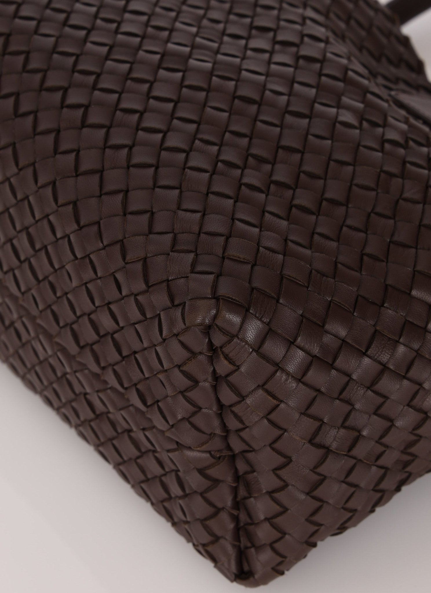 Bottega Veneta Chocolate Intrecciato Small Cabat w/ Pouch - FashioNica