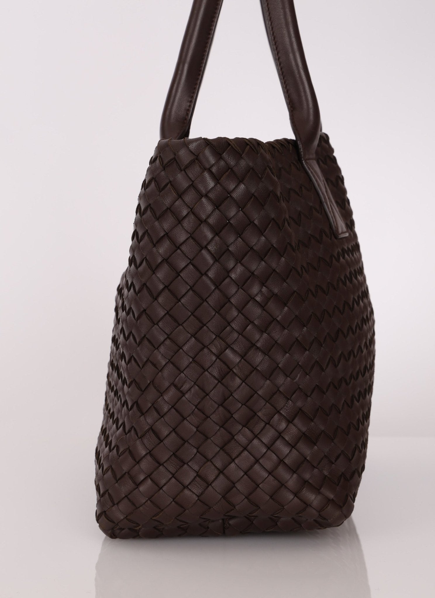 Bottega Veneta Chocolate Intrecciato Small Cabat w/ Pouch - FashioNica