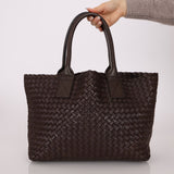 Bottega Veneta Chocolate Intrecciato Small Cabat with Pouch - FashioNica