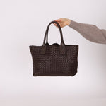 Bottega Veneta Chocolate Intrecciato Small Cabat with Pouch - FashioNica