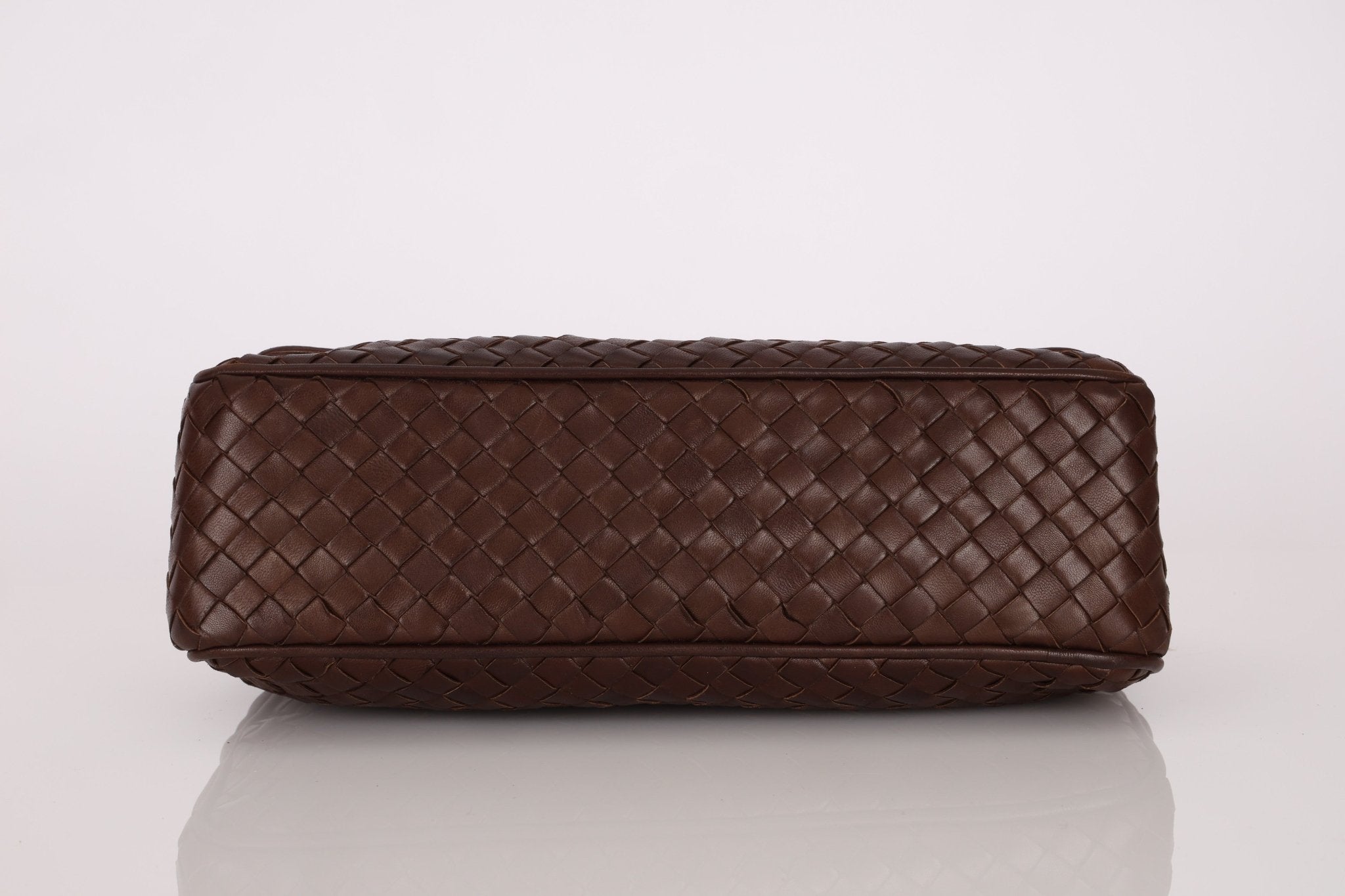Bottega Veneta Chocolate Intrecciato Turnlock Top Handle Bag - FashioNica