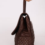 Bottega Veneta Chocolate Intrecciato Turnlock Top Handle Bag - FashioNica