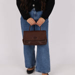 Bottega Veneta Chocolate Intrecciato Turnlock Top Handle Bag - FashioNica