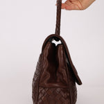 Bottega Veneta Chocolate Intrecciato Turnlock Top Handle Bag - FashioNica