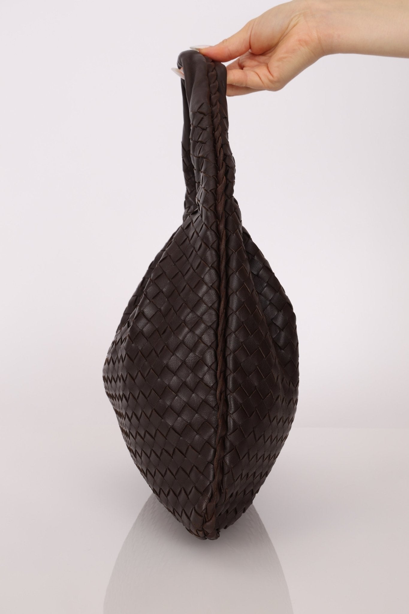 Bottega Veneta Dark Chocolate Intrecciato Large Hobo - FashioNica