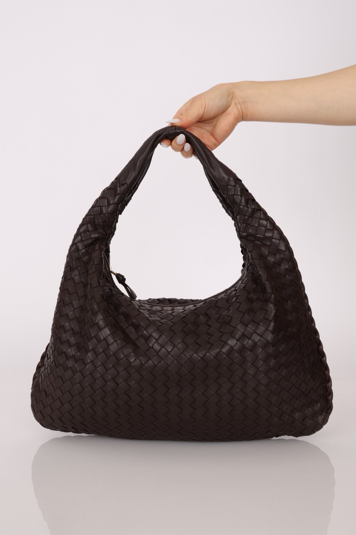 Bottega Veneta Dark Chocolate Intrecciato Large Hobo - FashioNica