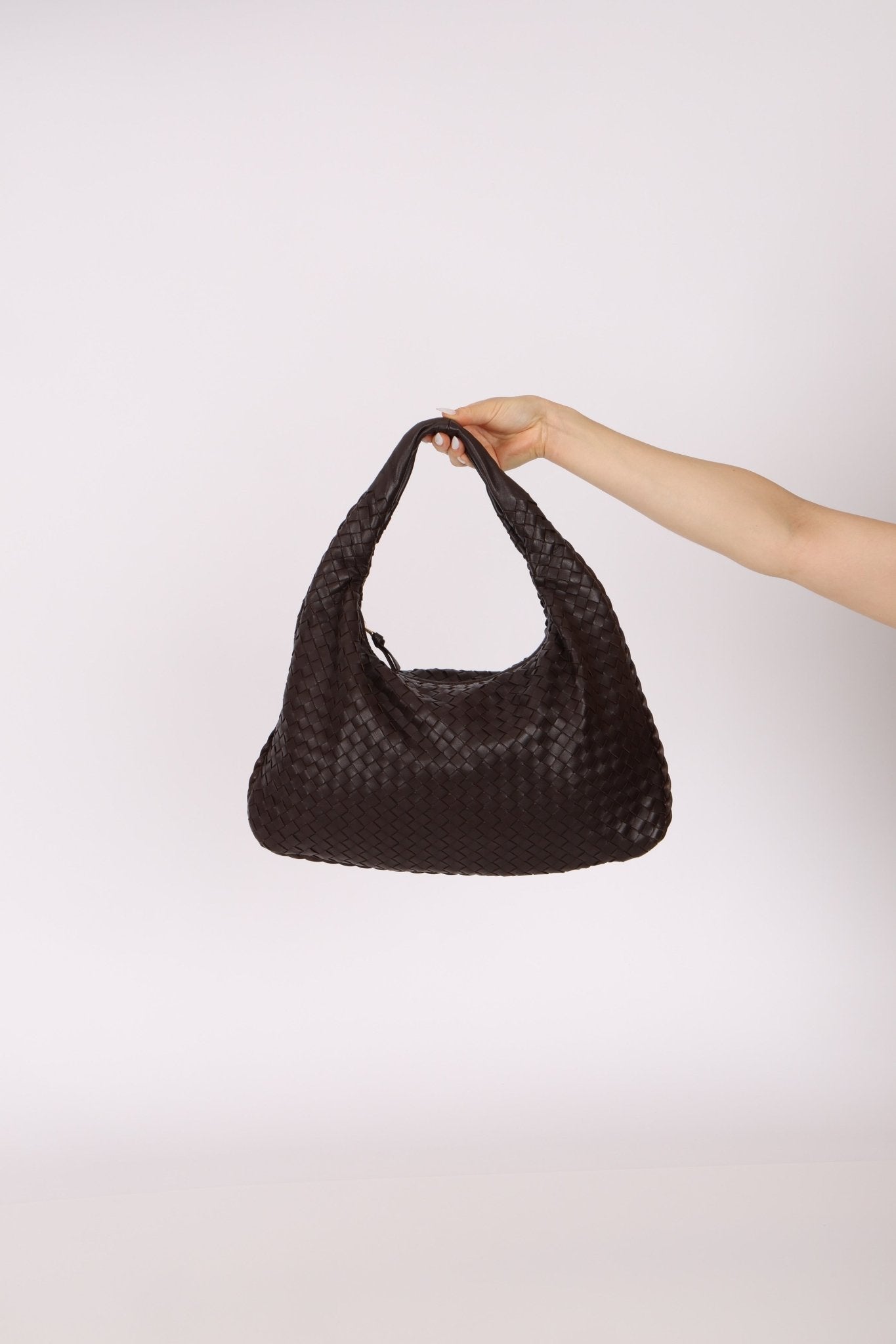Bottega Veneta Dark Chocolate Intrecciato Large Hobo - FashioNica
