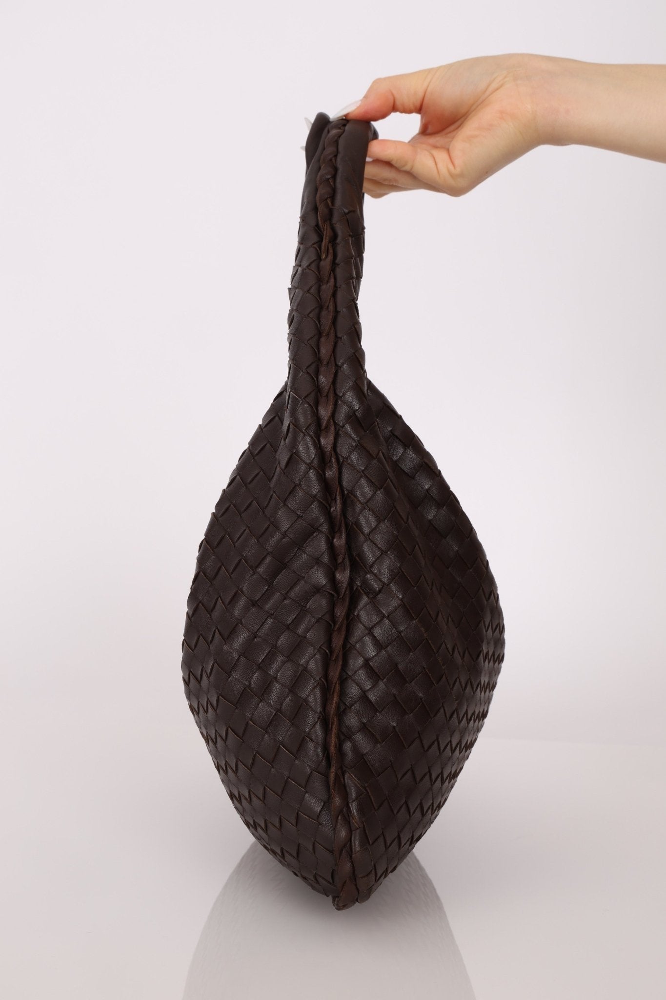 Bottega Veneta Dark Chocolate Intrecciato Large Hobo - FashioNica
