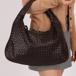 Bottega Veneta Dark Chocolate Intrecciato Large Hobo - FashioNica