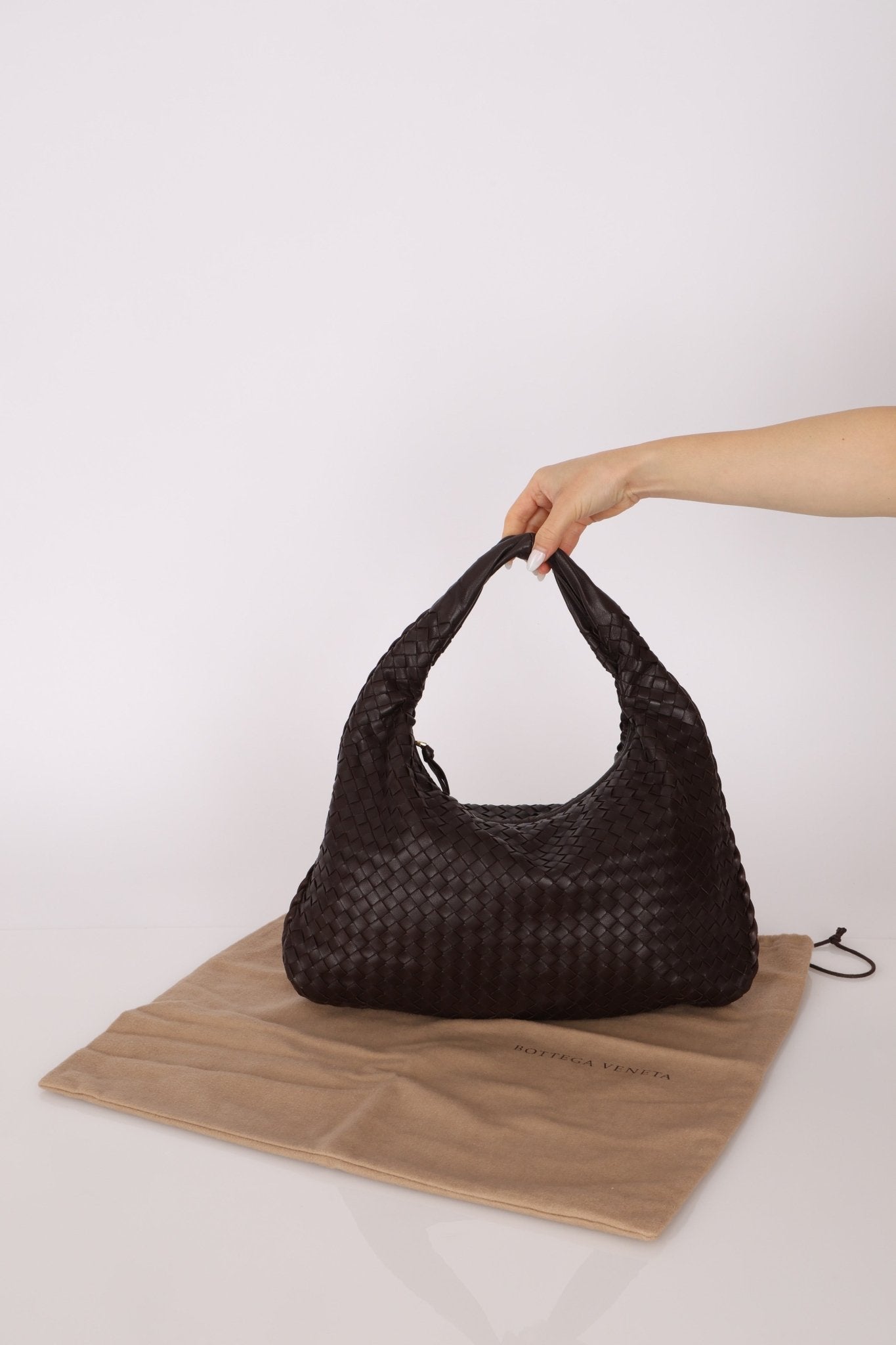 Bottega Veneta Dark Chocolate Intrecciato Large Hobo - FashioNica