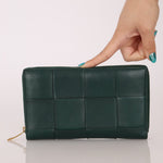 Bottega Veneta Emerald Green Casette Zipped Short Wallet - FashioNica