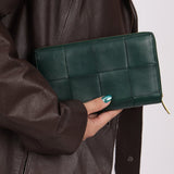 Bottega Veneta Emerald Green Casette Zipped Short Wallet - FashioNica