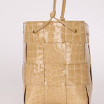 Bottega Veneta Gloss Croc Embossed Mini Cassette Bucket Bag - FashioNica