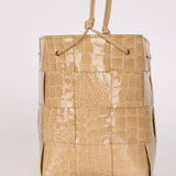 Bottega Veneta Gloss Croc Embossed Mini Cassette Bucket Bag - FashioNica