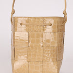 Bottega Veneta Gloss Croc Embossed Mini Cassette Bucket Bag - FashioNica