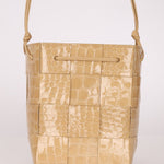 Bottega Veneta Gloss Croc Embossed Mini Cassette Bucket Bag - FashioNica