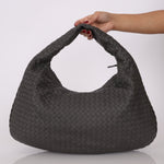 Bottega Veneta Grey Medium Intrecciato Hobo with Mirror - FashioNica