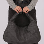 Bottega Veneta Grey Medium Intrecciato Hobo with Mirror - FashioNica