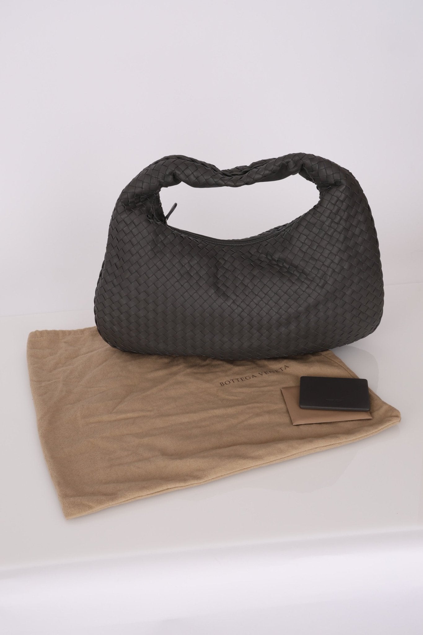 Bottega Veneta Grey Medium Intrecciato Hobo with Mirror - FashioNica